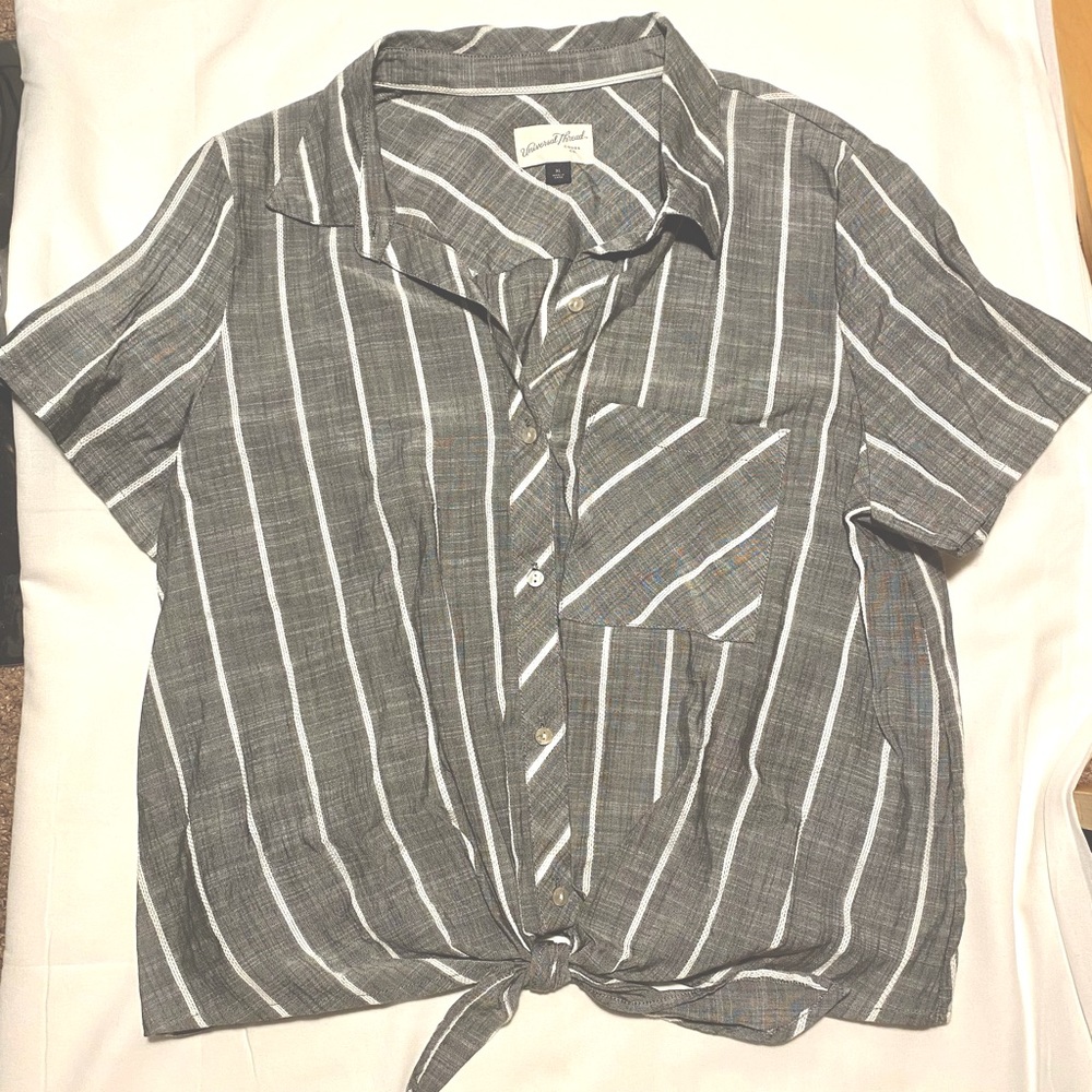 Striped Grey Universal Thread Button Down
